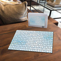 Polynesian Tiare Monstera Baby Blue Puzzle Liquid Style - Polynesian Pride