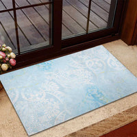 Polynesian Tiare Monstera Baby Blue Rubber Doormat Liquid Style - Polynesian Pride