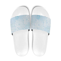 Polynesian Tiare Monstera Baby Blue Slide Sandals Liquid Style - Polynesian Pride