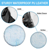 Polynesian Tiare Monstera Baby Blue Spare Tire Cover Liquid Style - Polynesian Pride