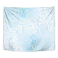 Polynesian Tiare Monstera Baby Blue Tapestry Liquid Style - Polynesian Pride