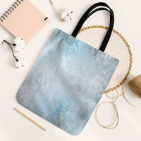 Polynesian Tiare Monstera Baby Blue Tote Bag Liquid Style - Polynesian Pride