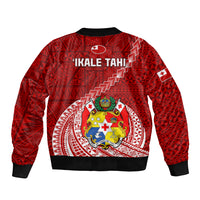 Tonga Rugby Bomber Jacket Tongan Ngatu Pattern White Version LT01 - Polynesian Pride