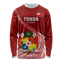 Tonga Rugby Long Sleeve Shirt Tongan Ngatu Pattern White Version LT01