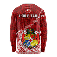 Tonga Rugby Long Sleeve Shirt Tongan Ngatu Pattern White Version LT01