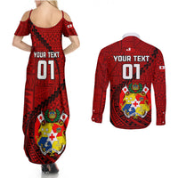 Custom Tonga Rugby Couples Matching Summer Maxi Dress and Long Sleeve Button Shirts Tongan Ngatu Pattern Black Version LT01 - Polynesian Pride