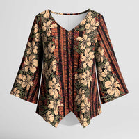 Hawaii Hibiscus Kimono Sleeve Blouse Retro Style - Polynesian Pride