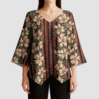 Hawaii Hibiscus Kimono Sleeve Blouse Retro Style - Polynesian Pride