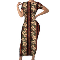 Hawaii Hibiscus Short Sleeve Bodycon Dress Retro Style - Polynesian Pride