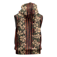 Hawaii Hibiscus Sleeveless Zip Hoodie Retro Style - Polynesian Pride