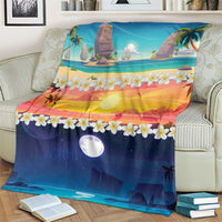 Hawaii Beach Landscape Time-Lapse Blanket Tropical Plumeria Flowers - Polynesian Pride