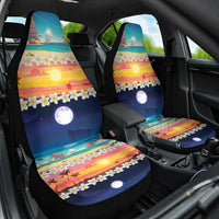 Hawaii Beach Landscape Time-Lapse Car Seat Cover Tropical Plumeria Flowers - Polynesian Pride
