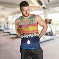 Hawaii Beach Landscape Time-Lapse Men Tank Top Tropical Plumeria Flowers - Polynesian Pride