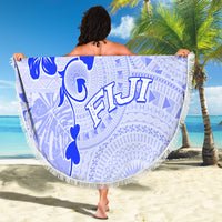 Fiji Masi With Hibiscus Tapa Tribal Beach Blanket Blue Pastel LT01 - Polynesian Pride