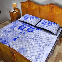 Fiji Masi With Hibiscus Tapa Tribal Quilt Bed Set Blue Pastel LT01 - Polynesian Pride