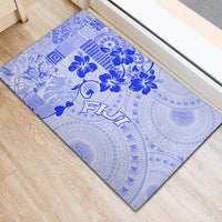 Fiji Masi With Hibiscus Tapa Tribal Rubber Doormat Blue Pastel LT01 - Polynesian Pride