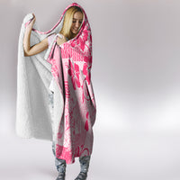 Fiji Masi With Hibiscus Tapa Tribal Hooded Blanket Pink Pastel LT01 - Polynesian Pride