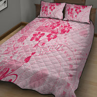 Fiji Masi With Hibiscus Tapa Tribal Quilt Bed Set Pink Pastel LT01 - Polynesian Pride