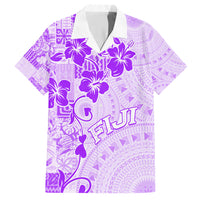 Fiji Masi With Hibiscus Tapa Tribal Family Matching Short Sleeve Bodycon Dress and Hawaiian Shirt Purple Pastel LT01 Dad's Shirt - Short Sleeve Purple - Polynesian Pride
