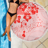 Fiji Masi With Hibiscus Tapa Tribal Beach Blanket Red Pastel LT01 - Polynesian Pride