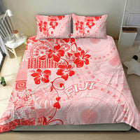 Fiji Masi With Hibiscus Tapa Tribal Bedding Set Red Pastel LT01 - Polynesian Pride