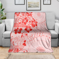 Fiji Masi With Hibiscus Tapa Tribal Blanket Red Pastel LT01 - Polynesian Pride