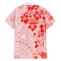 Fiji Masi With Hibiscus Tapa Tribal Family Matching Tank Maxi Dress and Hawaiian Shirt Red Pastel LT01 - Polynesian Pride