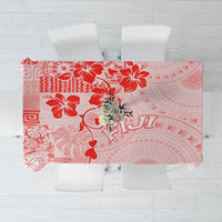 Fiji Masi With Hibiscus Tapa Tribal Tablecloth Red Pastel LT01 Red - Polynesian Pride
