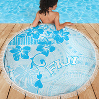 Fiji Masi With Hibiscus Tapa Tribal Beach Blanket Sky Blue Pastel LT01 - Polynesian Pride