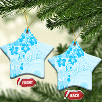 Fiji Masi With Hibiscus Tapa Tribal Ceramic Ornament Sky Blue Pastel LT01 Star Blue - Polynesian Pride