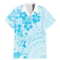 Fiji Masi With Hibiscus Tapa Tribal Family Matching Mermaid Dress and Hawaiian Shirt Sky Blue Pastel LT01 Dad's Shirt - Short Sleeve Blue - Polynesian Pride