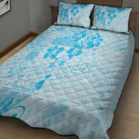 Fiji Masi With Hibiscus Tapa Tribal Quilt Bed Set Sky Blue Pastel LT01 - Polynesian Pride