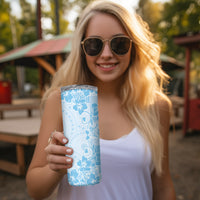 Fiji Masi With Hibiscus Tapa Tribal Skinny Tumbler Sky Blue Pastel