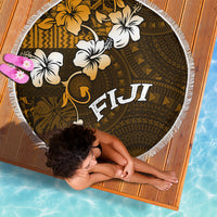 Fiji Masi With Hibiscus Tapa Tribal Beach Blanket Gold Version LT01 - Polynesian Pride