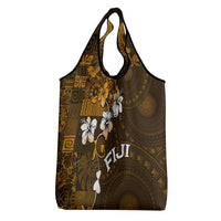 Fiji Masi With Hibiscus Tapa Tribal Grocery Bag Gold Version