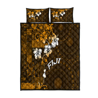 Fiji Masi With Hibiscus Tapa Tribal Quilt Bed Set Gold Version LT01 Gold - Polynesian Pride