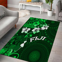 Fiji Masi Area Rug Fijian Hibiscus Tapa Green Version LT01 - Polynesian Pride