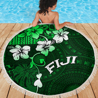 Fiji Masi Beach Blanket Fijian Hibiscus Tapa Green Version LT01 - Polynesian Pride