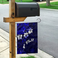 Fiji Masi Garden Flag Fijian Hibiscus Navy Blue Gold Version LT01 - Polynesian Pride