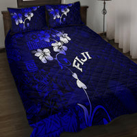 Fiji Masi Quilt Bed Set Fijian Hibiscus Navy Blue Gold Version LT01 - Polynesian Pride