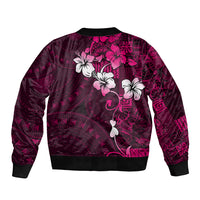Fiji Masi Bomber Jacket Fijian Hibiscus Tapa Pink Version LT01 - Polynesian Pride