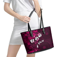 Fiji Masi Leather Tote Bag Fijian Hibiscus Tapa Pink Version LT01 - Polynesian Pride