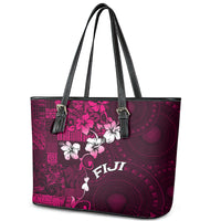 Fiji Masi Leather Tote Bag Fijian Hibiscus Tapa Pink Version LT01 - Polynesian Pride
