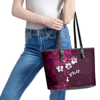 Fiji Masi Leather Tote Bag Fijian Hibiscus Tapa Pink Version LT01 - Polynesian Pride