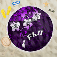 Fiji Masi Beach Blanket Fijian Hibiscus Tapa Purple Version LT01 One Size 150cm Purple - Polynesian Pride