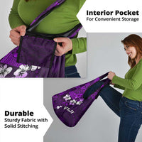 Fiji Masi Grocery Bag Fijian Hibiscus Tapa Purple Version