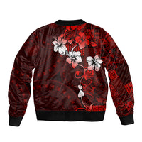 Fiji Masi Bomber Jacket Fijian Hibiscus Tapa Red Version LT01 - Polynesian Pride