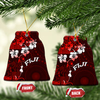 Fiji Masi Ceramic Ornament Fijian Hibiscus Tapa Red Version LT01 Bell Flake Red - Polynesian Pride