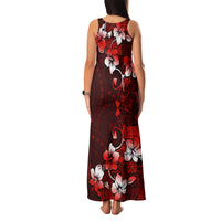 Fiji Masi Family Matching Tank Maxi Dress and Hawaiian Shirt Fijian Hibiscus Tapa Red Version LT01 - Polynesian Pride