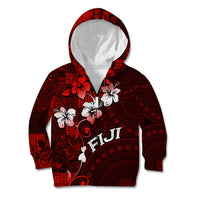 Fiji Masi Kid Hoodie Fijian Hibiscus Tapa Red Version LT01 - Polynesian Pride
